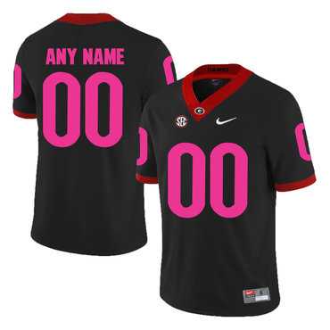 Mens Georgia Bulldogs Customized Black Breast Cancer Awareness College Football Jersey